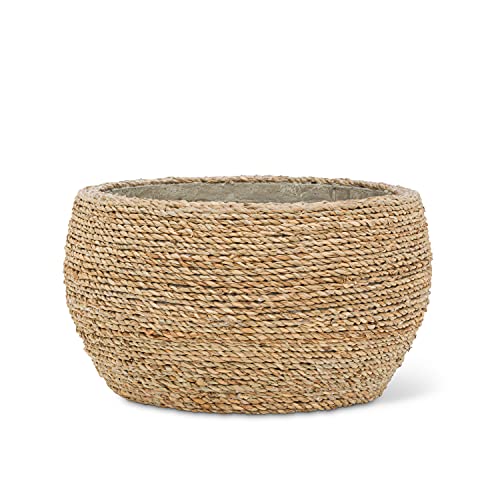Abbott Collection  65-PANAMA-600-MD Low Seagrass Covered Planter, Natural