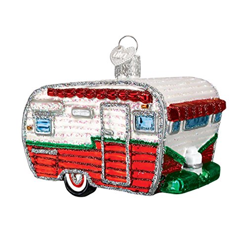 Old World Christmas Camping Outdoor Collection Glass Blown Ornaments for Christmas Tree, RV, Red/Green/White