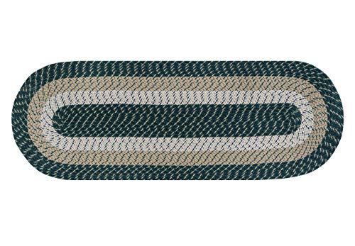 Better Trends Country Braid Collection is Durable and Stain Resistant Reversible Indoor Area Utility Rug 100% Polypropylene in Vibrant Colors, 24" x 108" Runner, Hunter Stripe