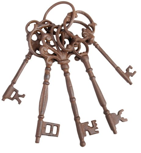 Esschert Design DB63 Set of Large Cast Iron Keys on Ring