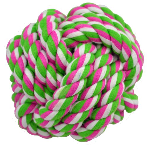 Amazing Pet Products Rope Dog Toy, 3.75-Inch Rope Ball, Multi Color