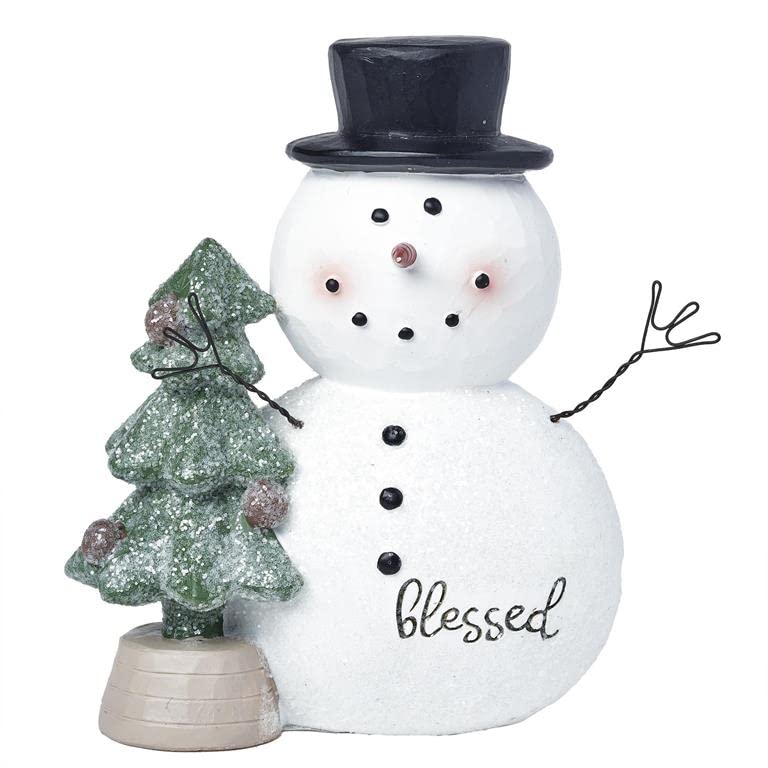 Blossom Bucket Blessed Snowman with Christmas Tree