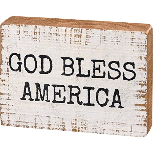 Primitives By Kathy 113948 God Bless America Block Sign, 4-inch Length