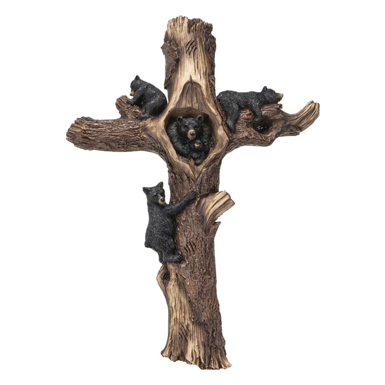 Pacific Trading Giftware Black Bear Cross Figurine, 16-Inch Height