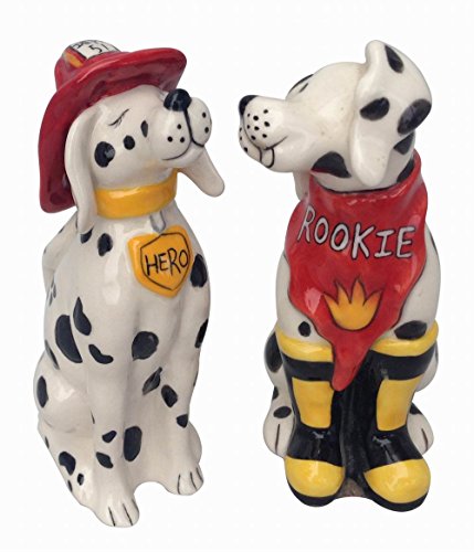 Blue Sky Clayworks Clayworks 2.5"X2"X4" Fireman Dog Salt & Pepper Set
