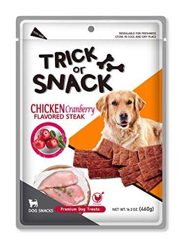 Dog Treat | Dog Training | Premium Jerky | High Protein | Natural Grillers |Healthy Smoked Beef Chicken Salmon Chews Snacks 1 lb | Trick or Snack (Chicken Cranberry)