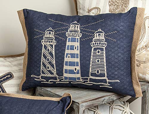 Manual Woodworker IPNALH Embroidered Lighthouse Pillow, 18 x 13 inch, Multicolor