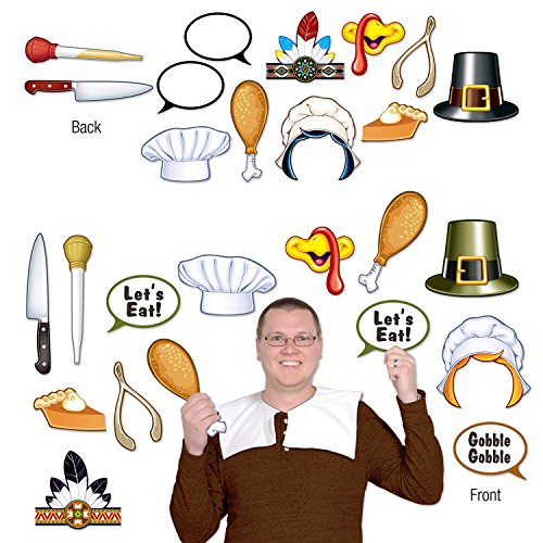 Beistle Thanksgiving Assorted Designs Reversible Photo Fun Signs - 12 Pcs.