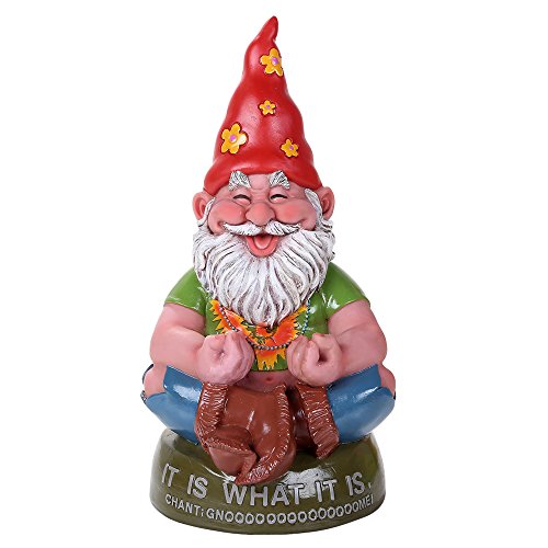 Pacific Trading Giftware Hippie Gnome Meditating Chant Gnome Outdoor Statue 10.5 Inch Tall