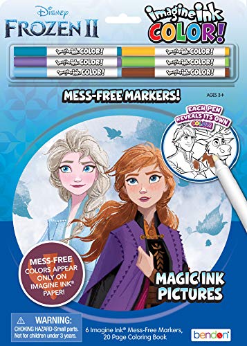 UPD Disney Frozen 2 Anna and Elsa 20-Page Imagine Ink Imagine Color Pad Activity Book with 6 Mess Free Markers 45817 Bendon