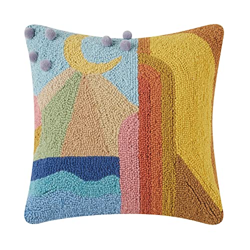 Peking Handicraft One Day with Pom Poms Polyfill Hook Throw Pillow, Multicolor, Home Decoration