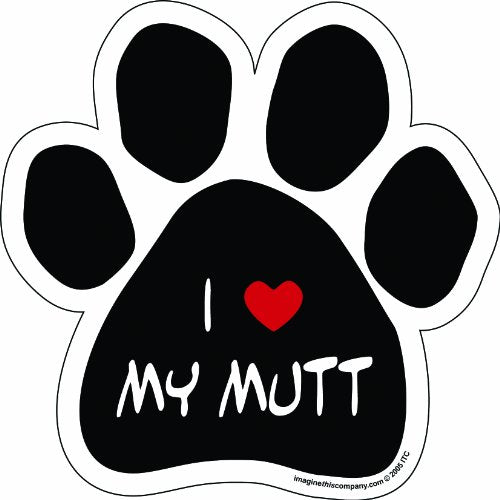 Imagine This Company Paw Car Magnet, I Love My Mutt, 5-1/2-Inch by 5-1/2-Inch