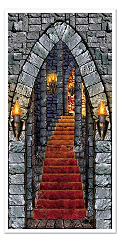 Beistle Indoor/Outdoor Plastic Castle Entrance Door Cover for Medieval Theme Decoration Halloween Party Supplies, 30" x 5&
