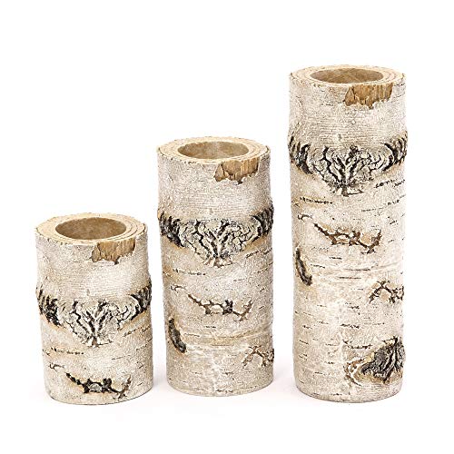 Gerson 2359450 Resin Aspen Tealight Holders with Glass Cup 9-inch Height, A Set of 3
