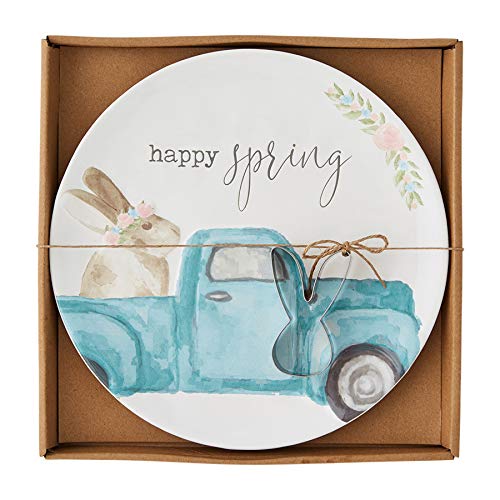 Mud Pie Easter Cookie Plate Set, Multicolor, Plate 10" Diameter, Cutter 3" x 2.25", Dolomite