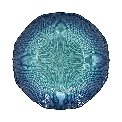 A&B Home Blue Charger Plate - Circular Glass Charger Plate, Dining Table D‚Äö√†√∂¬¨¬©cor, Decorative Dining Table Centerpiece for Wedding, 16" x 16" x 3"