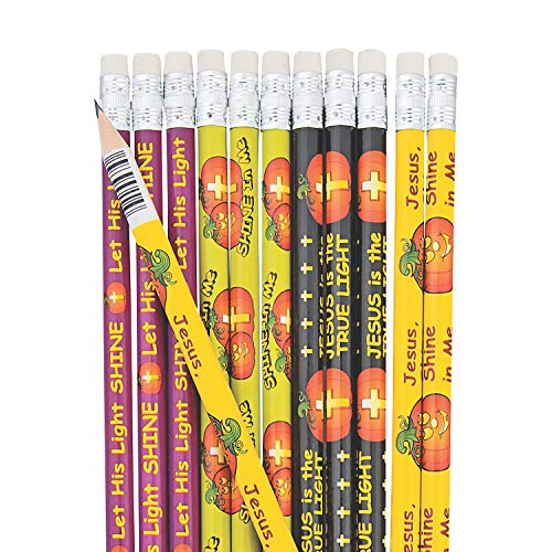Fun Express - Christian Pumpkin Pencils for Halloween - Stationery - Pencils - Pencils - Printed - Halloween - 24 Pieces