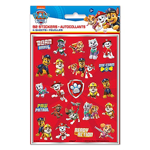 Unique Industries Unique Paw Patrol Sticker Sheets - 4 Pcs, 5" X 6.25", Multicolor