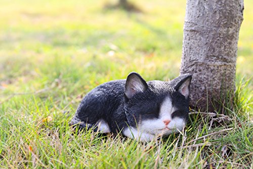 Hi Line Gift 87699-B Kitten Sleeping Black & White Cat Statue