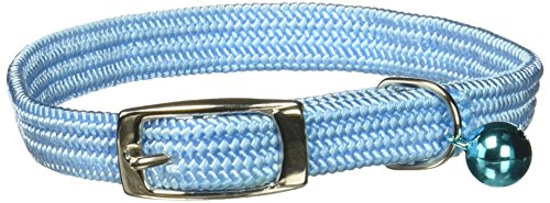 OmniPet Kool Kat Elastic Cat Safety Collar with Bell, Light Blue, 12"