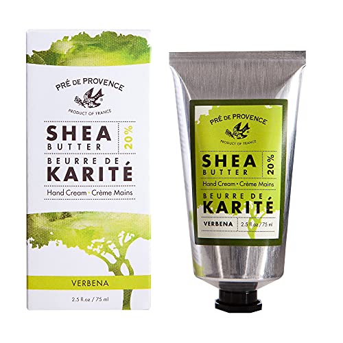 European Soaps Pre de Provence 20% Natural Shea Butter Hand Cream, For Repairing, Soothing, & Moisturizing Dry Skin - Verbena (2.5 oz)