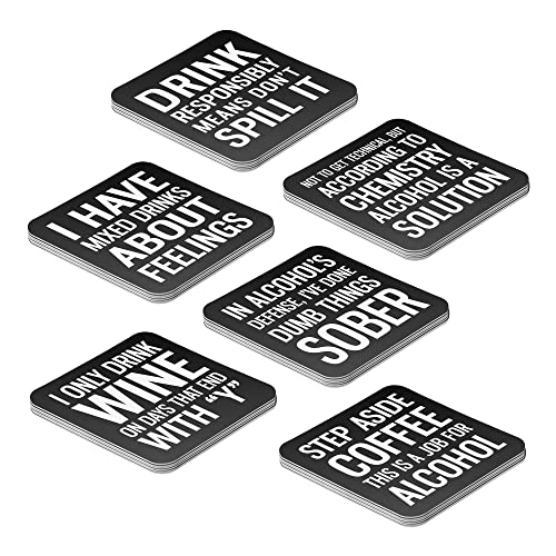 Blue Sky Clayworks Lillian Rose Black & White Set of 36 Drinking Coasters, One Size, Black
