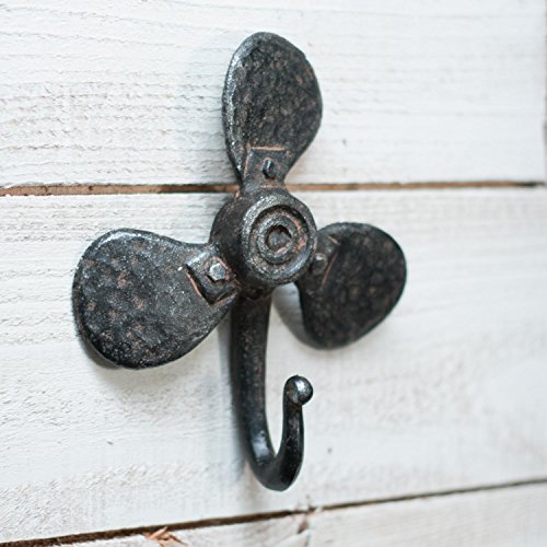 Foreside Rustic Cast Iron Propeller Decorative Wall Hook, 27, Aged Bronze