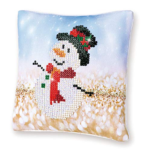 Camelot Crafts Needleart World Diamond Dotz Snowman Top Hat Mini Pillow Kit No Sew