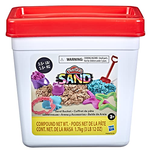 Hasbro Play-Doh Sand Bucket for Kids 3 Years and Up with 3.75 Pounds of Sand Compound and 4 Tools
