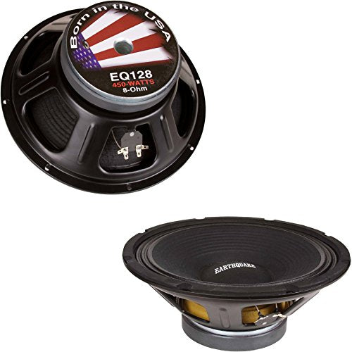 Earthquake Sound EQ12-8, 400-watt with 12-inch Woofer, Cloth Speakers Open Basket, Black, White, Gold and Red
