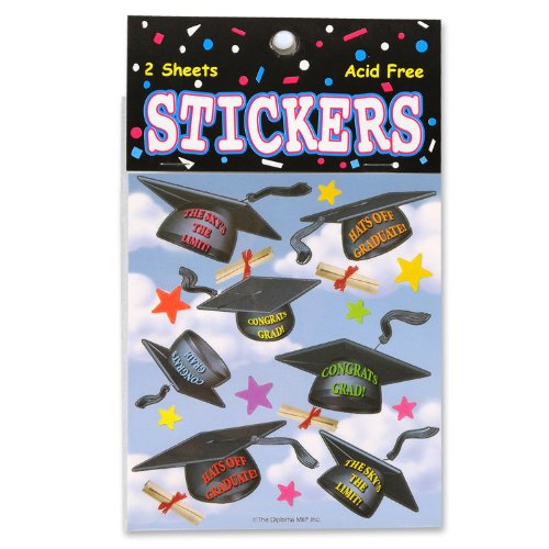 Beistle Hats Off Graduation Stickers, 2-Pack