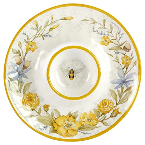 Certified International Bee Sweet Melamine Chip and Dip, 14.50-inch Diameter