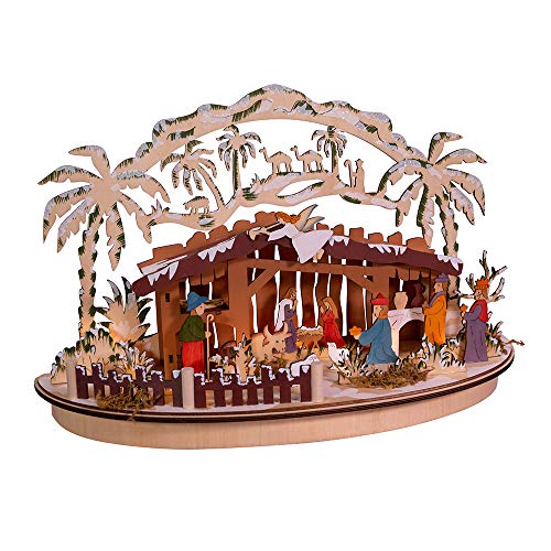 Kurt Adler Adler 11-Inch Battery-Operated Light-Up Wooden Nativity Scene Advent Calendar, Multi