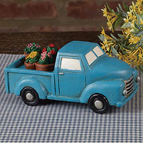 The Country House Collection 30407 Truck with Flowers, 6-inch Length, Blue