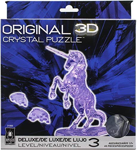University Games BePuzzled (BEPUA) Deluxe 3D Crystal Puzzle-Unicorn - Fun Yet Challenging Brain Teaser That Will Test Your Skills & Imagination, for Ages 12+(Purple), Model Number: 31060M