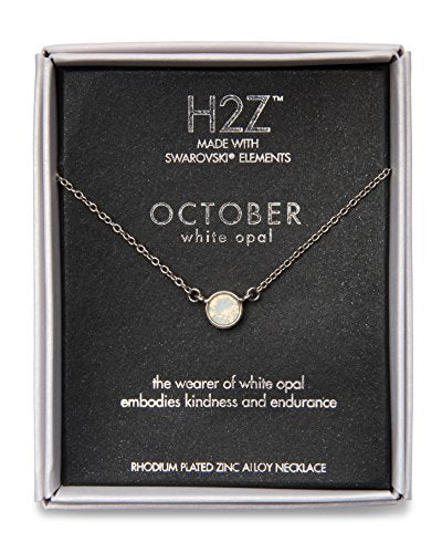 Pavilion Gift Company H2Z 16225 October White Opal Birthstone Necklace with 18" Chain