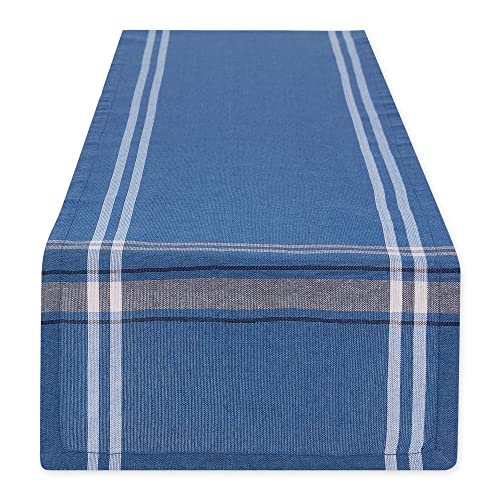 DII Design Kitchen Essentials Everyday French Stripe Tabletop Collection, Table Runner, 14x72, Blue Chambray