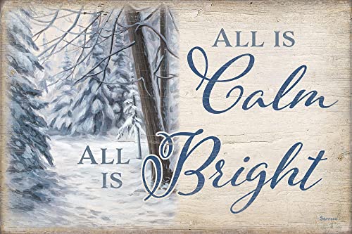 Wild Wings(WI) All Is Calm, All Is Bright 12" X 18" Wood Sign by Artist Cherie Serrano