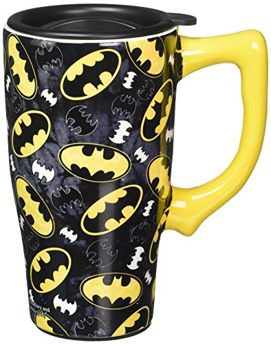 Spoontiques 12752 Batman Logos Travel Mug, Black