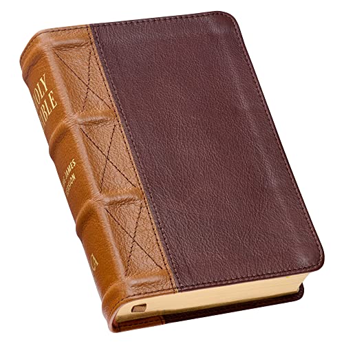 KJV Holy Bible, Compact Large Print, Premium Full Grain Leather Red Letter Edition - Ribbon Marker, King James Version, Saddle Tan/Butterscotch