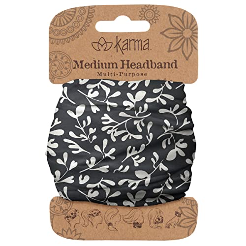 Karma Gifts Black Ivy Headband for Women - Medium - Fabric Headband and Stretchy Hair Scarf - Black And White