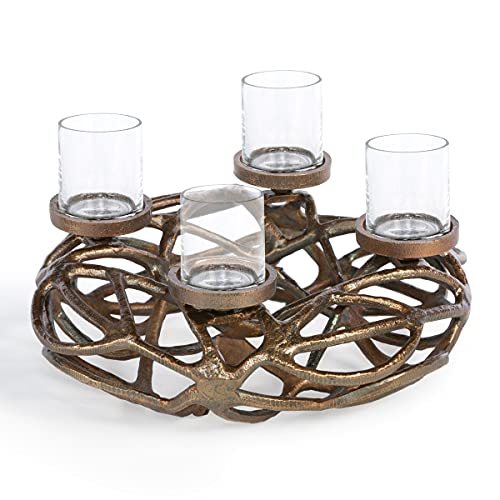 Park Hill Collection XAB10235 Forest Bramble Small Centerpiece, 12-inch Diameter, Cast Aluminum