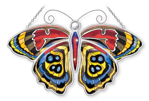 Amia 5309 Butterfly Hand Painted Glass Suncatcher, Multicolored, 10-1/2-Inch