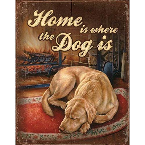 Wild Wings(WI) 5227755356 Home Is Where The Dog Is Tin Sign, 16-inch Height and 12.5-inch Width