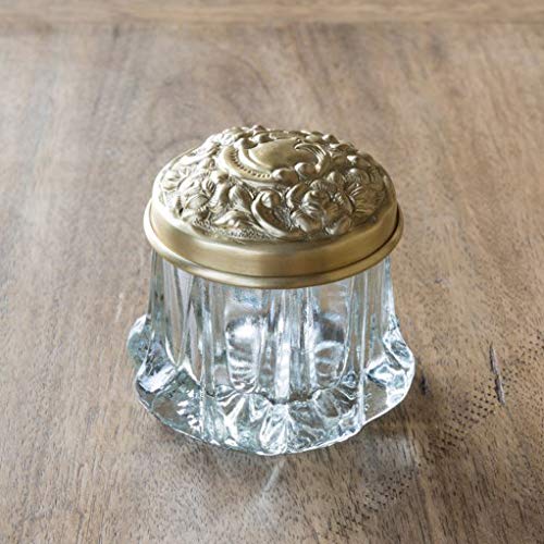 Park Hill Collection Antique Brass and Glass Inkwell Jar