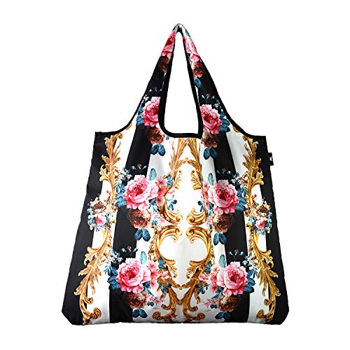 YaYbag JUMBO Size, Fashionable Reusable Shopping Bags, Reusable Grocery Bags, Reusable Produce Bags, Washable Reusable Bags, Foldable Reusable Bags, 55 lbs Heavy Duty Polyester, Victoria