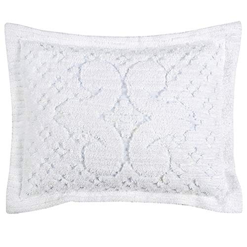 Better Trends Ashton Collection Is Super Soft And Light Weight In Medallion Design 100 Pecent Cotton Tufted Unique Luxurious Machine Washable Tumble Dry, Standard Sham, White