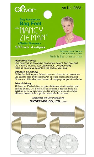CLOVER Nancy Zieman Bag Hardware Options Bag Feet 9/16-Inch, 14mm Satin Bronze, 4-Per Package