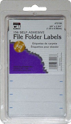 Charles Leonard File Folder Labels, Self-Adhesive, 5/8 x 2-3/4 Inch, White, 156/Box (72156)