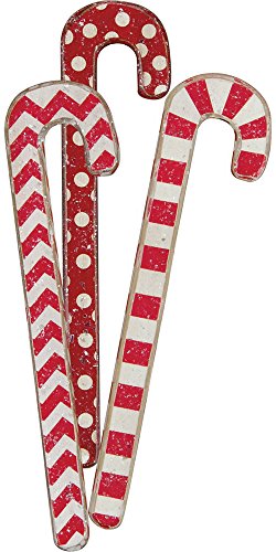 Set of 3 Wooden Candy Canes - Chevron, Stripes, Polka Dot - Christmas Decor Gift Idea - Cute - Primitives By Kathy, Phil Chapman